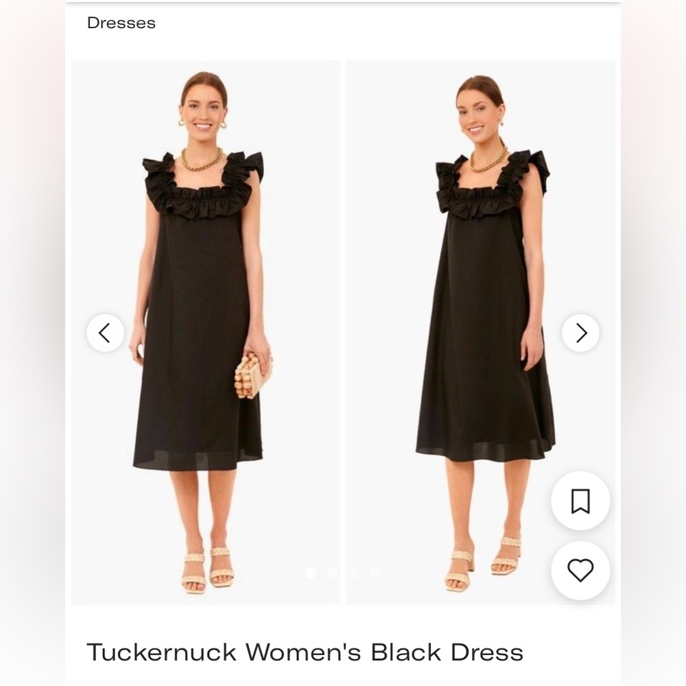 Tuckernuck Maria Midi Ruffle Women's Elegant Black Dress Size XS but runs large